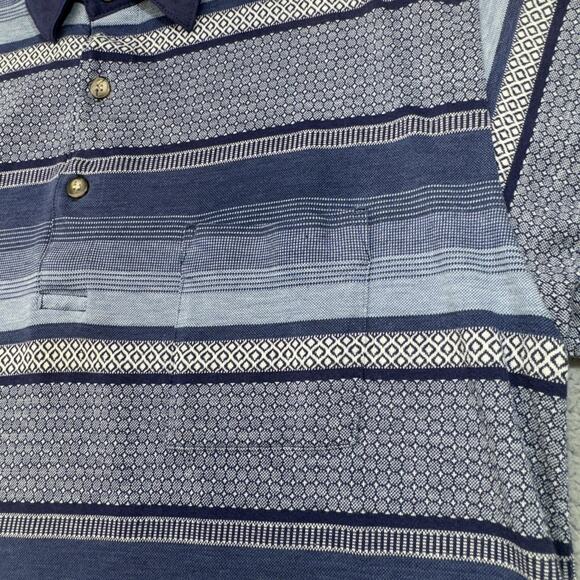 Classics by Palmland‎ Polo Shirt Mens XL Geometric Striped Pattern Short Sleeve - Picture 2 of 11